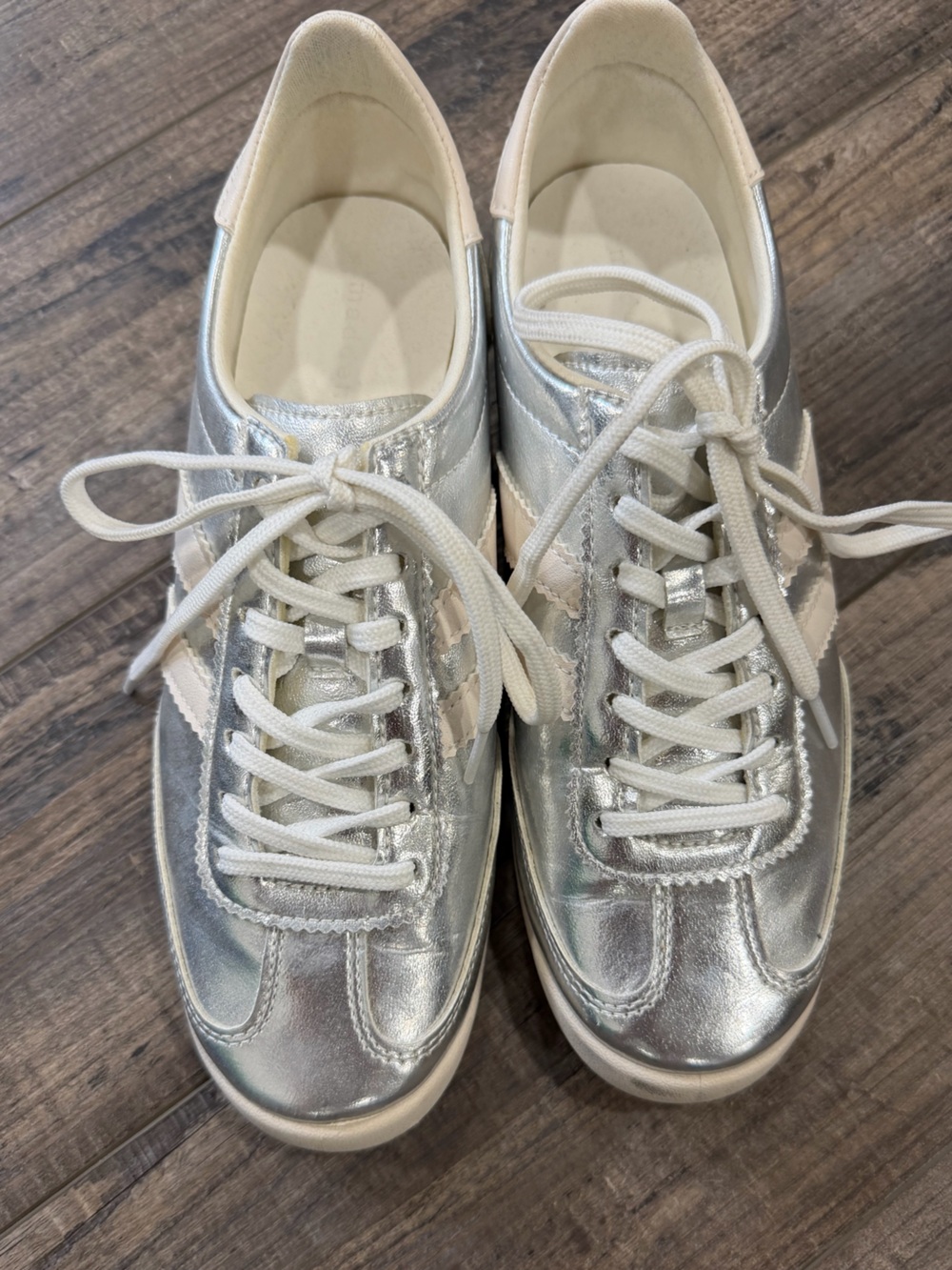 Madden Girl Silver and White Lace-Up Sneakers